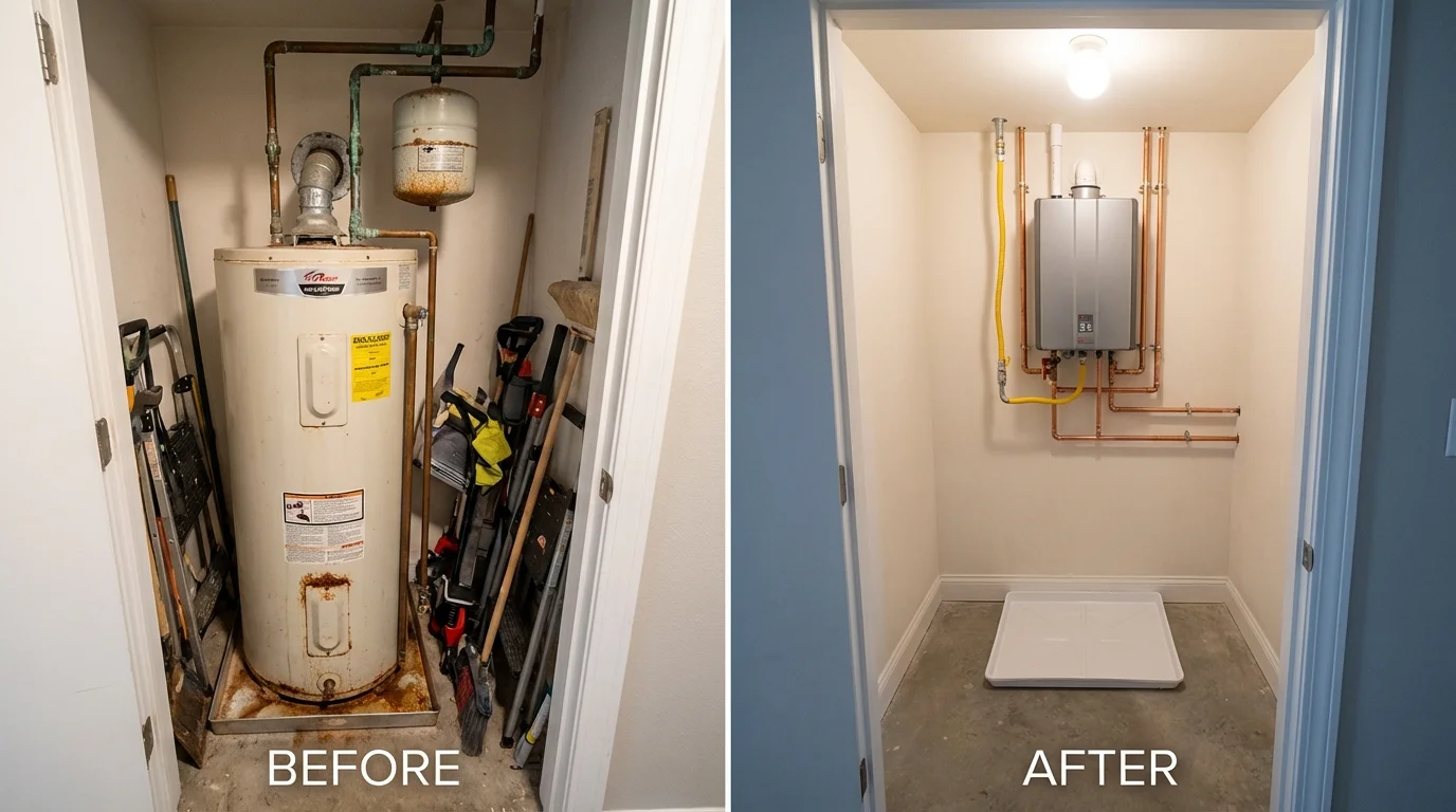 Tank water heater versus wall-mounted tankless unit comparison for Madison, MN homeowners